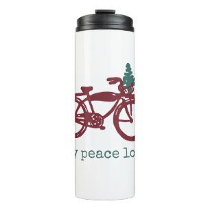 Vintages Fahrrad mit Weihnachtsbaumentwurf Thermosbecher
