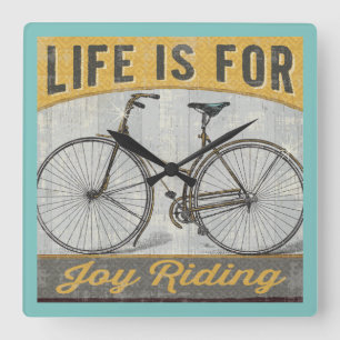 Vintages Fahrrad mit Zitat Quadratische Wanduhr