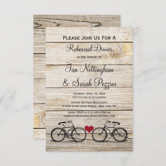 Vintages Fahrrad Probe Abendessen Einladung (Vorne/Hinten)