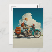 Vintages Fahrrad-Reise-Abenteuer Postkarte (Vorne/Hinten)