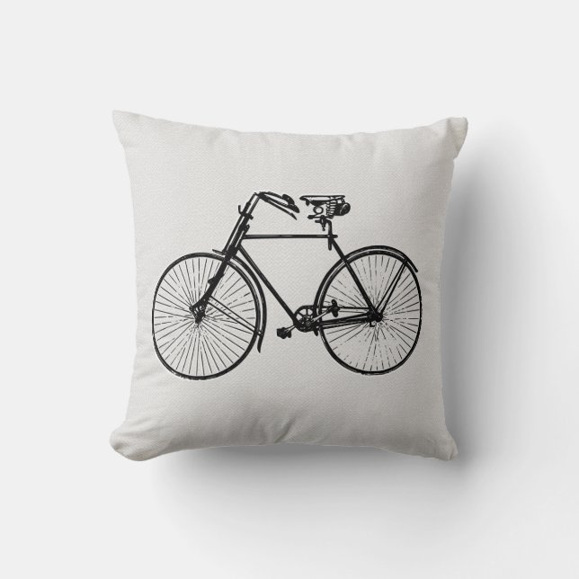 Vintages Fahrrad Schwarz-weißes Laufradkissen Kissen (Vorderseite)