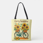 Vintages Fahrrad & Sonnenblumen Tote Tasche (Rückseite)