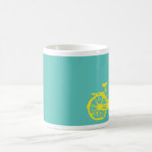 Vintages Fahrrad-Tassen-Gelb/aquamarin Kaffeetasse (Mittel)