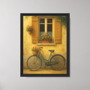 Vintages Fahrrad und Fenster Leinwand Mauer