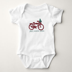 Vintages Fahrrad und Weihnachtsbaumdesign Baby Strampler