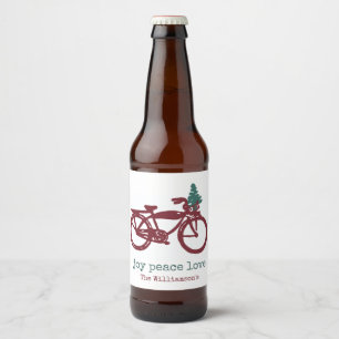 Vintages Fahrrad und Weihnachtsbaumdesign Bierflaschenetikett