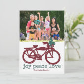 Vintages Fahrrad und Weihnachtsbaumdesign Einladung (Stehend Vorderseite)