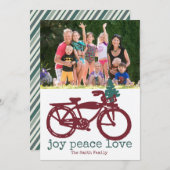 Vintages Fahrrad und Weihnachtsbaumdesign Einladung (Vorne/Hinten)