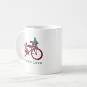 Vintages Fahrrad und Weihnachtsbaumdesign Kaffeetasse (Vorderseite Links)