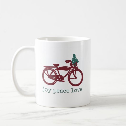 Vintages Fahrrad und Weihnachtsbaumdesign Kaffeetasse (Links)