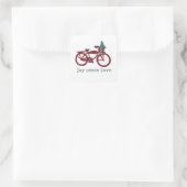 Vintages Fahrrad und Weihnachtsbaumdesign Quadratischer Aufkleber (Tasche)