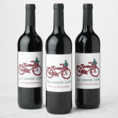 Vintages Fahrrad und Weihnachtsbaumdesign Weinetikett (Flaschen)
