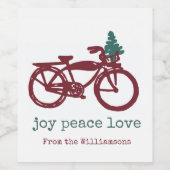 Vintages Fahrrad und Weihnachtsbaumdesign Weinetikett (Einzelnes Label)