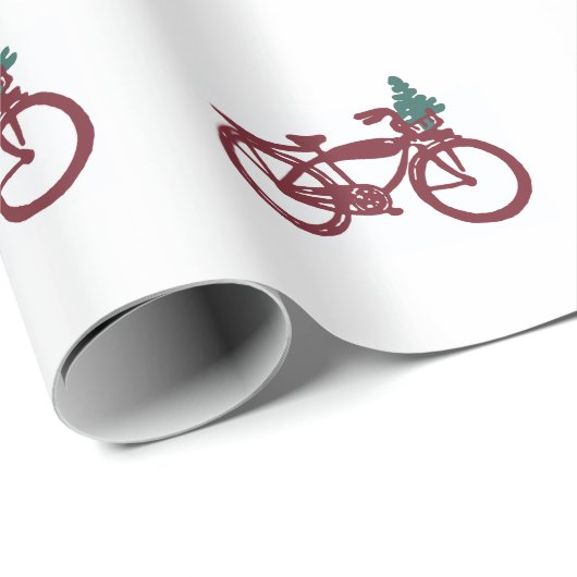 Vintages Fahrrad und Weihnachtsbaumentwurf Geschenkpapier (Rolleneckpunkt)