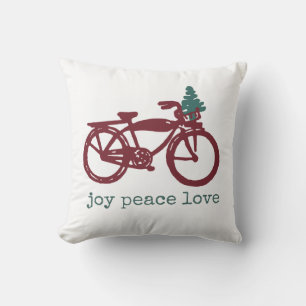 Vintages Fahrrad und Weihnachtsbaumentwurf Kissen