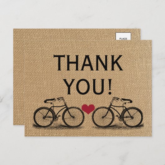 Vintages Fahrrad Vielen Dank Hochzeitskarten Postkarte (Vorne/Hinten)