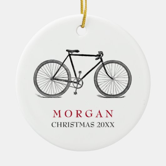 Vintages Fahrrad-Weihnachten Keramikornament (Vorne)