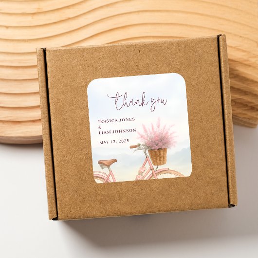 Vintages Fahrradengagement Party Gefallen Vielen D Quadratischer Aufkleber