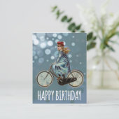 Vintages Fahrradmädchen - Geburtstag Postkarte (Stehend Vorderseite)