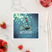 Vintages Fahrradmädchen - Geburtstag Serviette (Beispiel)