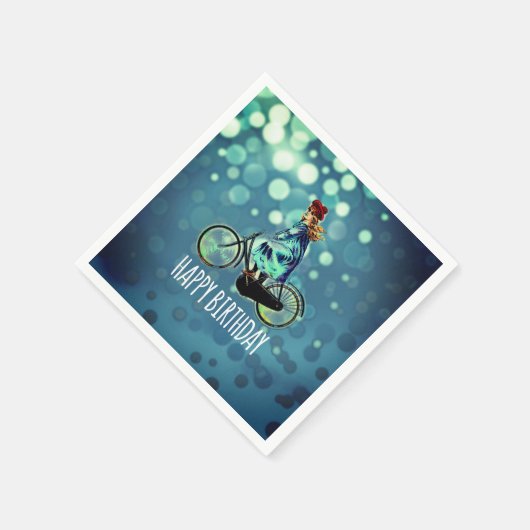 Vintages Fahrradmädchen - Geburtstag Serviette (Ecke)
