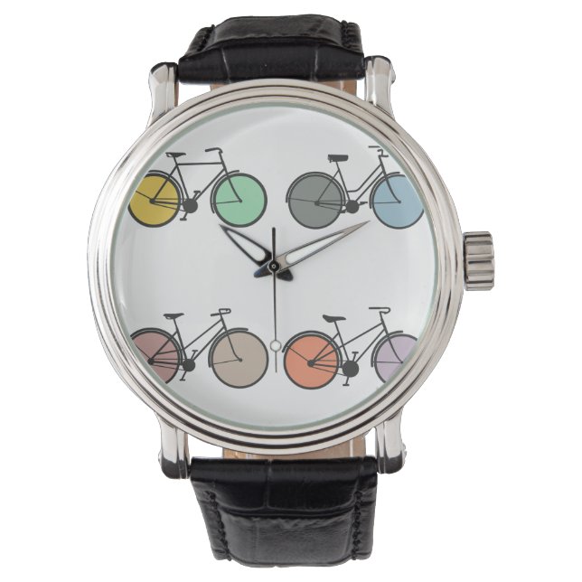 Vintages Fahrradmuster Armbanduhr (Vorderseite)