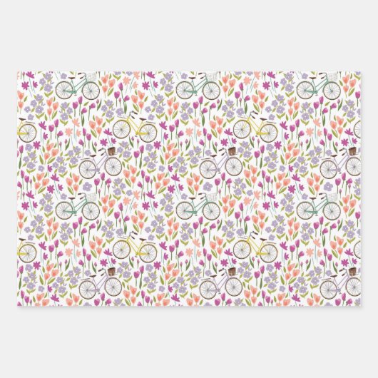 Vintages Fahrradmuster Geschenkpapier Set (Vorderseite)