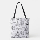 Vintages Fahrradmuster Tasche (Rückseite)