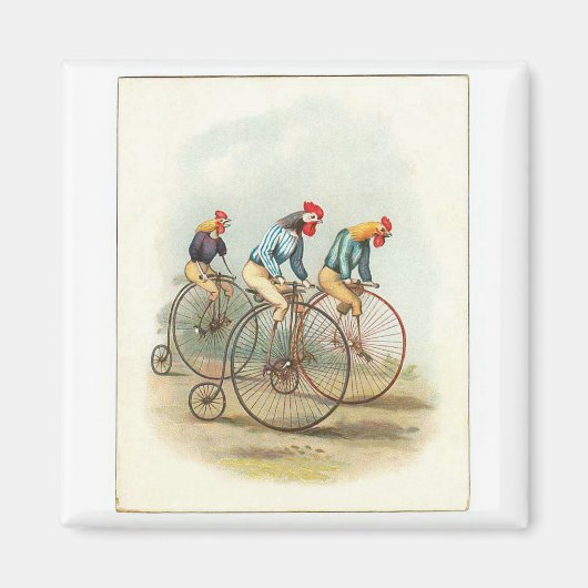 Vintages Fahrradposter, Pennyfarthing Rooster Magnet (Vorne)