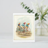 Vintages Fahrradposter, Pennyfarthing Rooster Postkarte (Stehend Vorderseite)