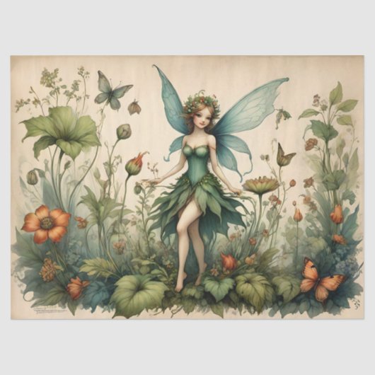 Vintages Fairy Floral Butterfly Design Seidenpapier (Vorderseite)