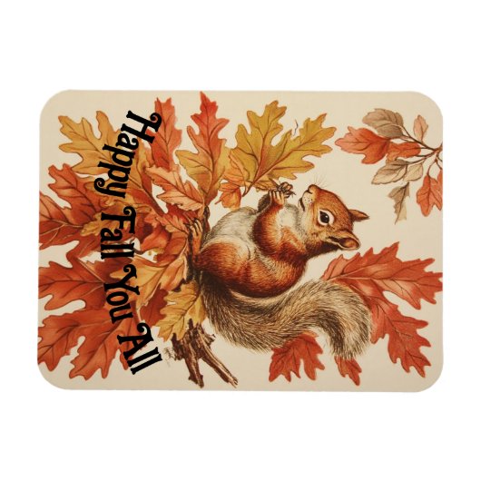 Vintages Fallen Eichhörnchen Flexible Magnet (Horizontal)