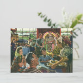 Vintages Familienessen bei einem Abendessen mit Ju (Stehend Vorderseite)