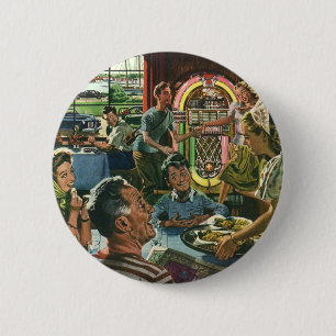 Vintages Familienessen bei einem Abendessen mit Ju Button