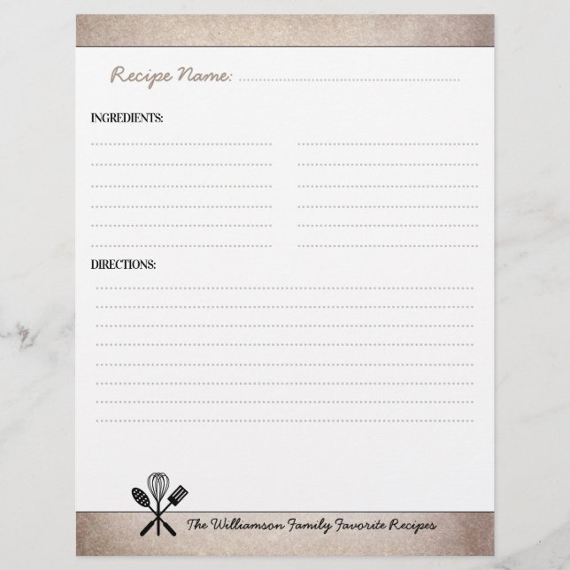 Vintages Familienkochbuch Recipid Binder Beilage (Vorderseite)