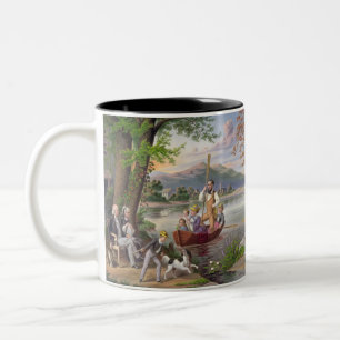 Vintages Familienleben Zweifarbige Tasse