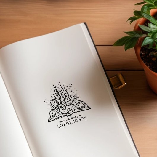 Vintages Fantasy Castle Buchzeichen Gummistempel