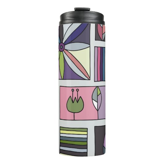 Vintages farbiges, von Hand gezeichnet geometrisch Thermosbecher (Vorderseite)