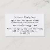 Vintages farbiges Zeichnen einer Henne und der Visitenkarte (Rückseite)