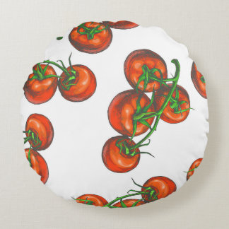 Vintages Farbnahtloses Muster mit frischer Vegetat Rundes Kissen