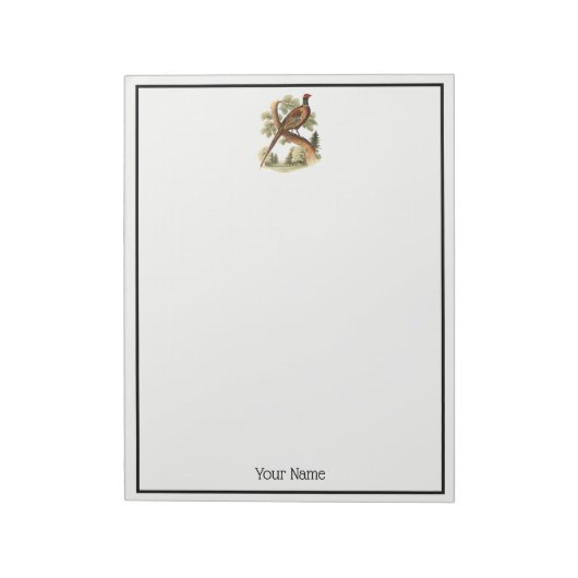 Vintages Fasan Verzweigung mit Zeichnend Bäumen Notizblock (Rotiert)