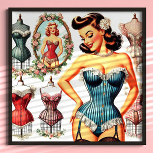 Vintages Fashion Corset Button Up Poster