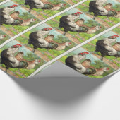 Vintages Faverolles Huhn Geschenkpapier (Ecke)
