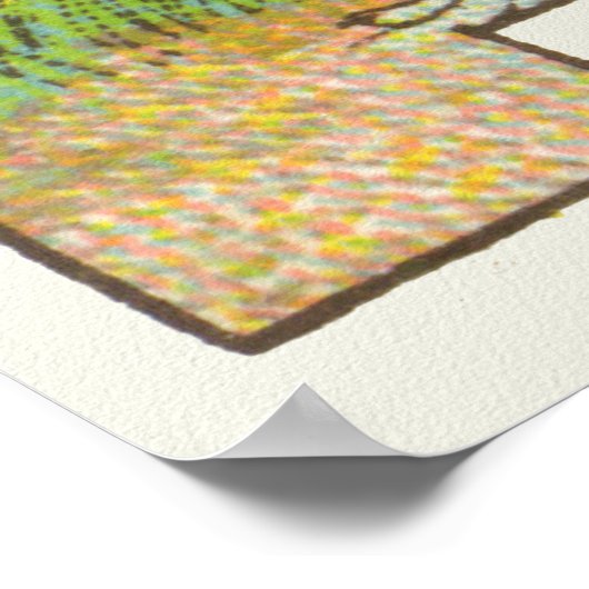 Vintages Faverolles Hühnchen Poster (Ecke)