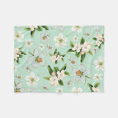 Vintages Federblumenmuster Fleecedecke (Vorderseite (Horizontal))