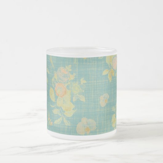 Vintages Federbraunes Aquamarines Muster Mattglastasse (Mittel)