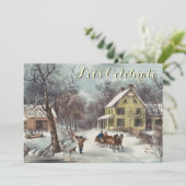 Vintages Feiertag Ives WeihnachtsParty Einladung (Stehend Vorderseite)