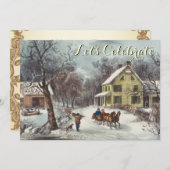 Vintages Feiertag Ives WeihnachtsParty Einladung (Vorne/Hinten)