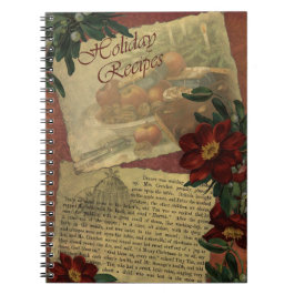 Vintages Feiertags-Rezept-Notizbuch Notizblock