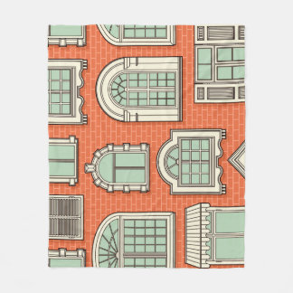 Vintages Fenster Landschaftliches Muster Fleecedecke